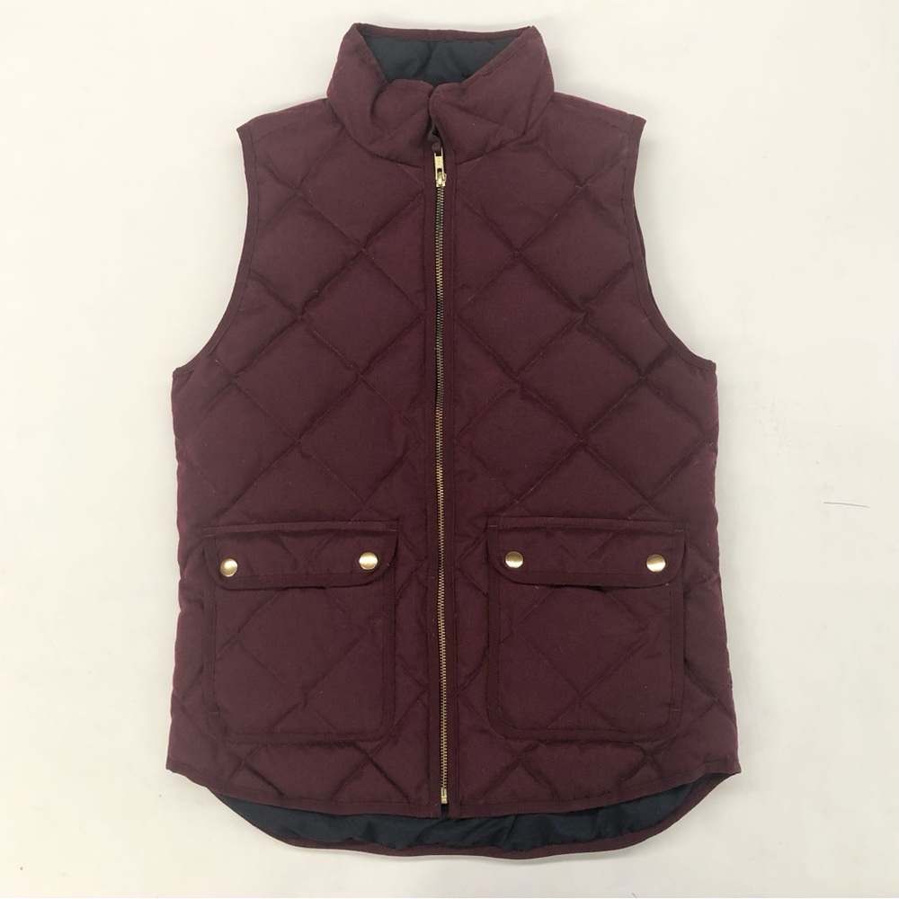J. Crew down puffer vest women’s XS burgundy
